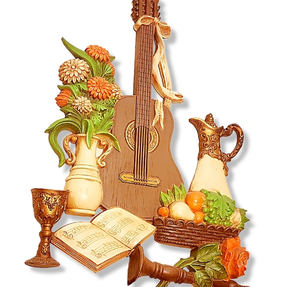 VTG Dart Industries 1975 1976 wine guitar Violin Tulips Books Floral Mus… - Picture 13 of 15